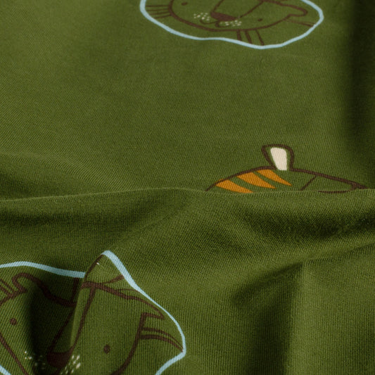 French Terry Löwen – Khaki-Grün