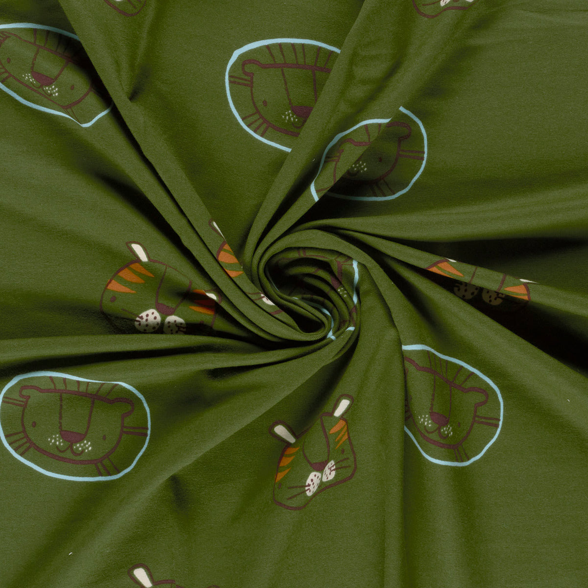 French Terry Löwen – Khaki-Grün
