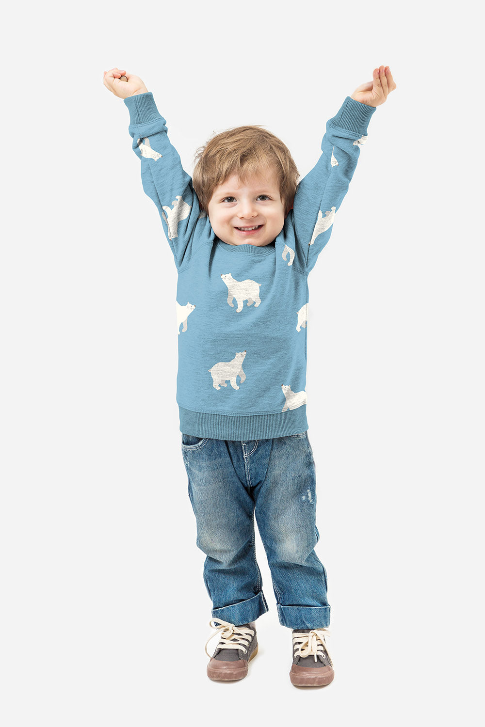 French Terry Eisbären – Babyblau