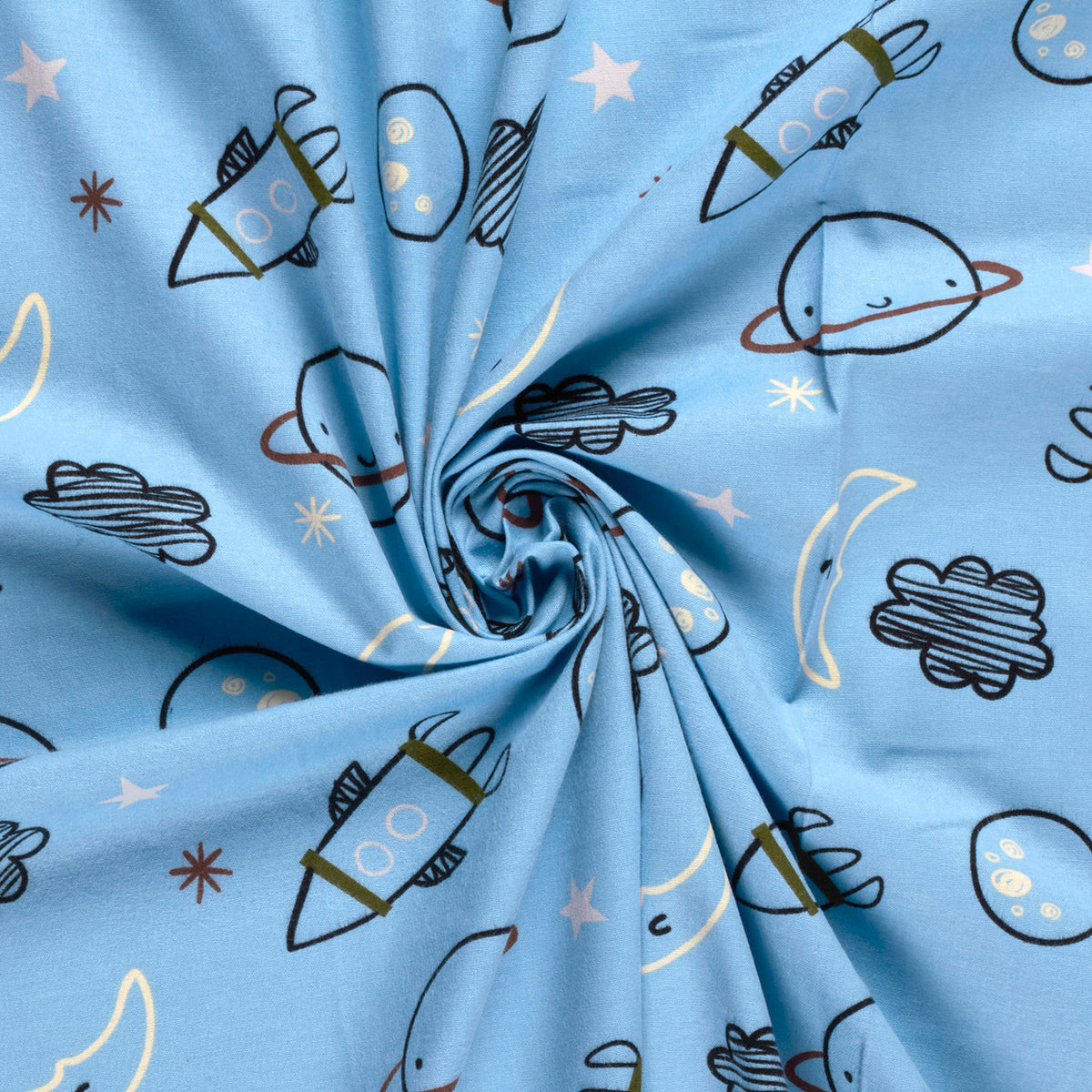 Flanell Weltraum – Hellblau