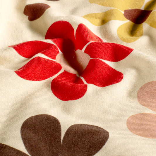 French Terry Blumen – Beige