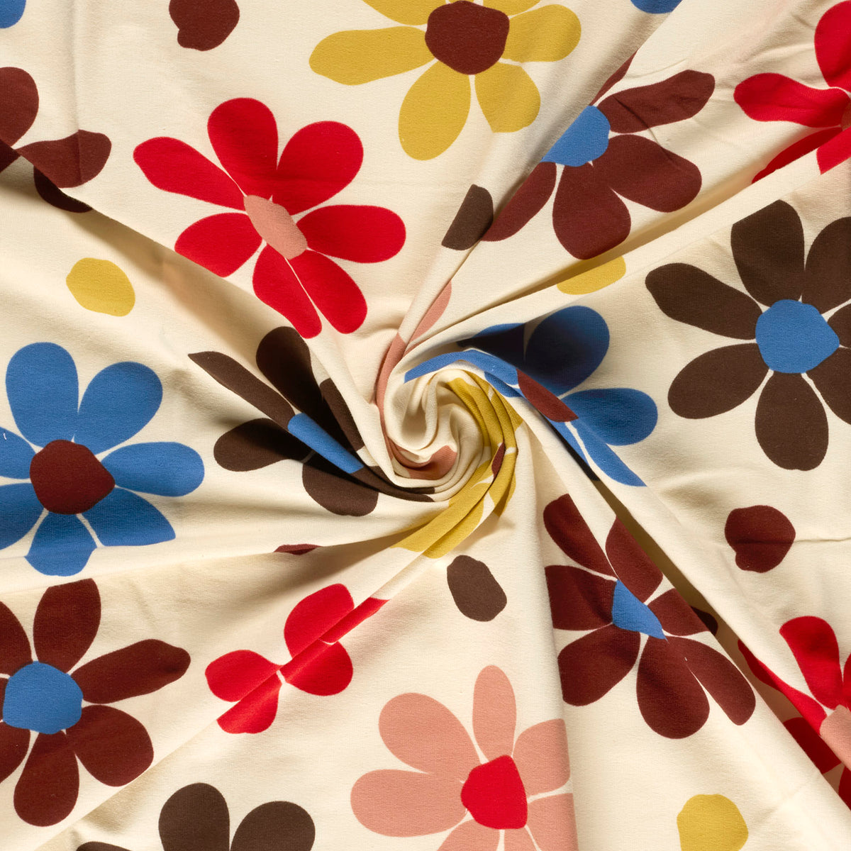 French Terry Blumen – Beige