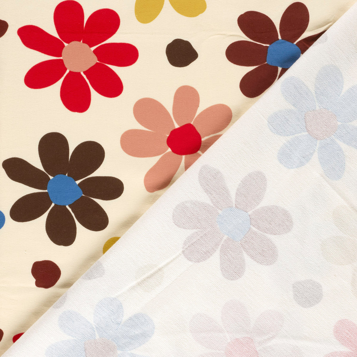 French Terry Blumen – Beige