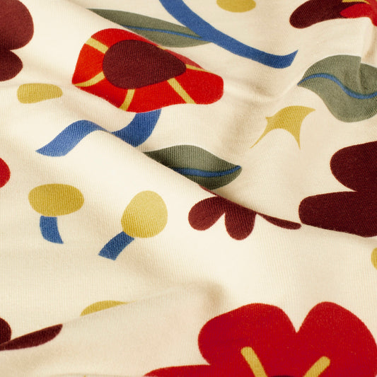 French Terry Blumen – Beige