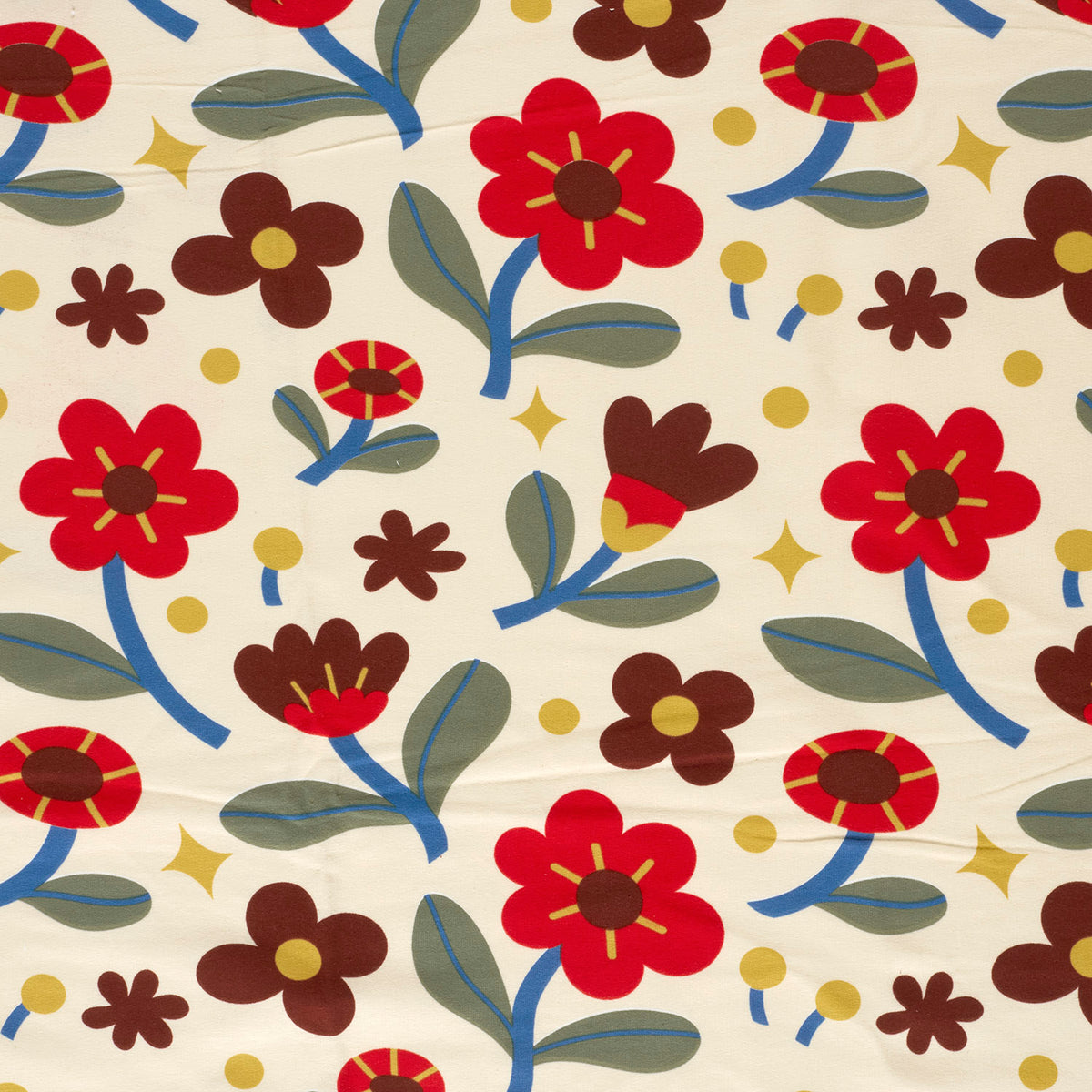 French Terry Blumen – Beige