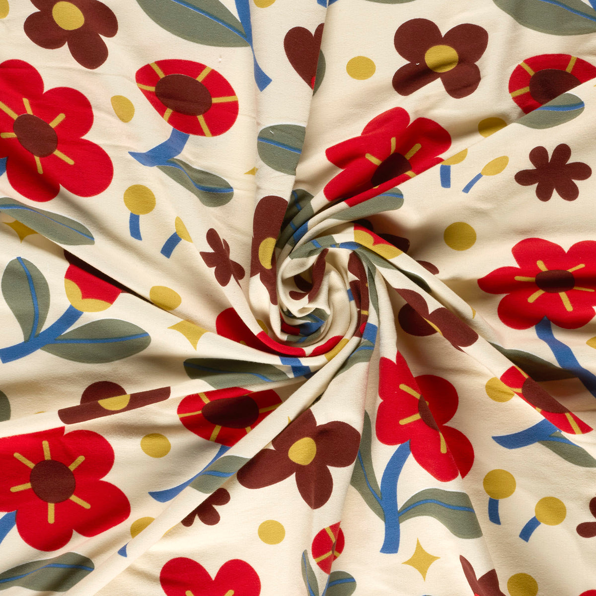 French Terry Blumen – Beige