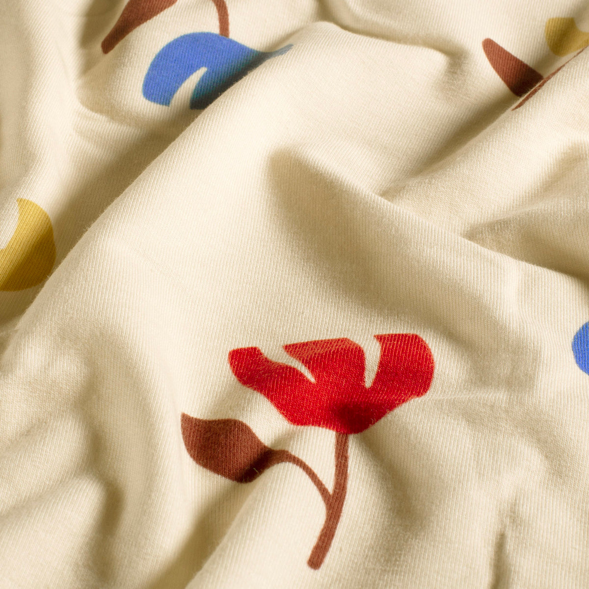 French Terry Blumen – Beige