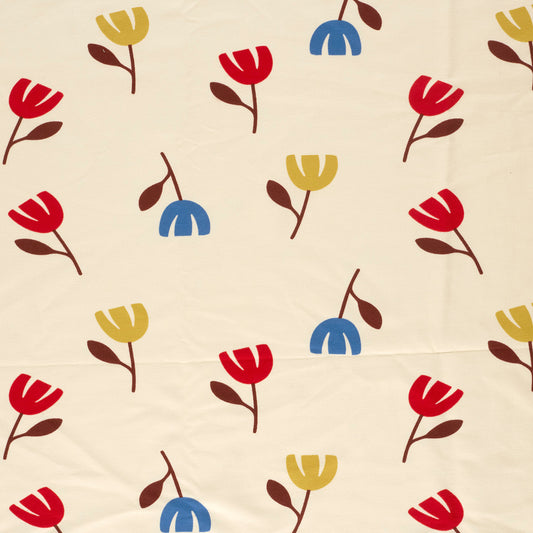 French Terry Blumen – Beige