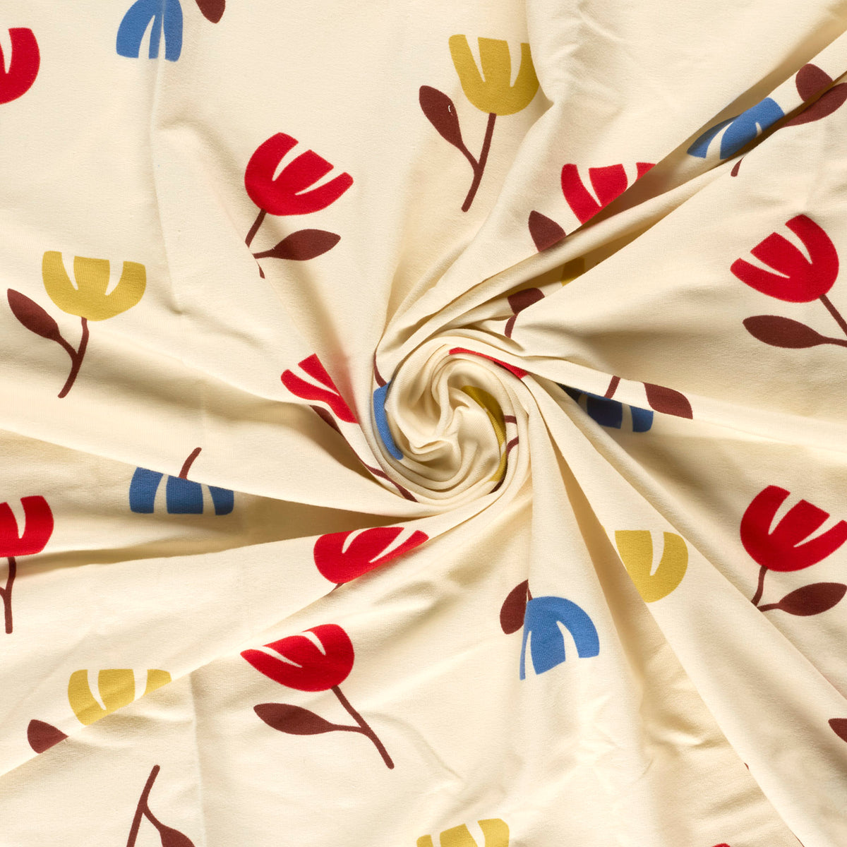 French Terry Blumen – Beige