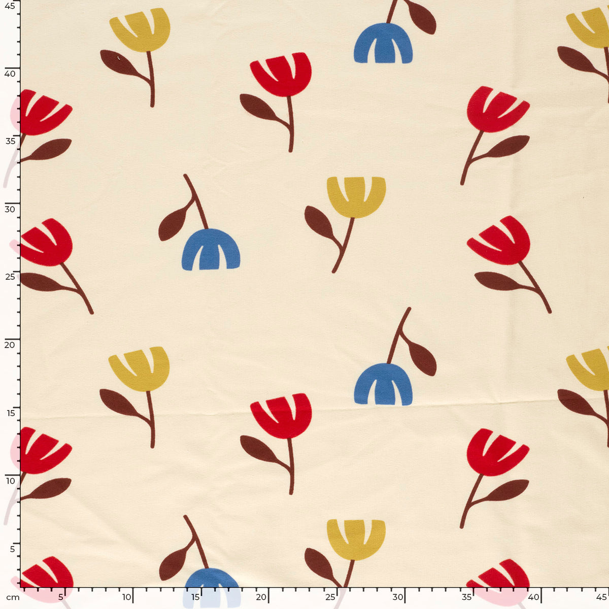 French Terry Blumen – Beige