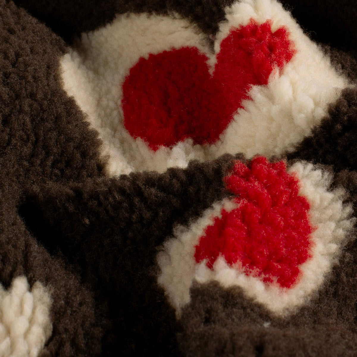 Sherpa Fleece Herzen Dunkelbraun