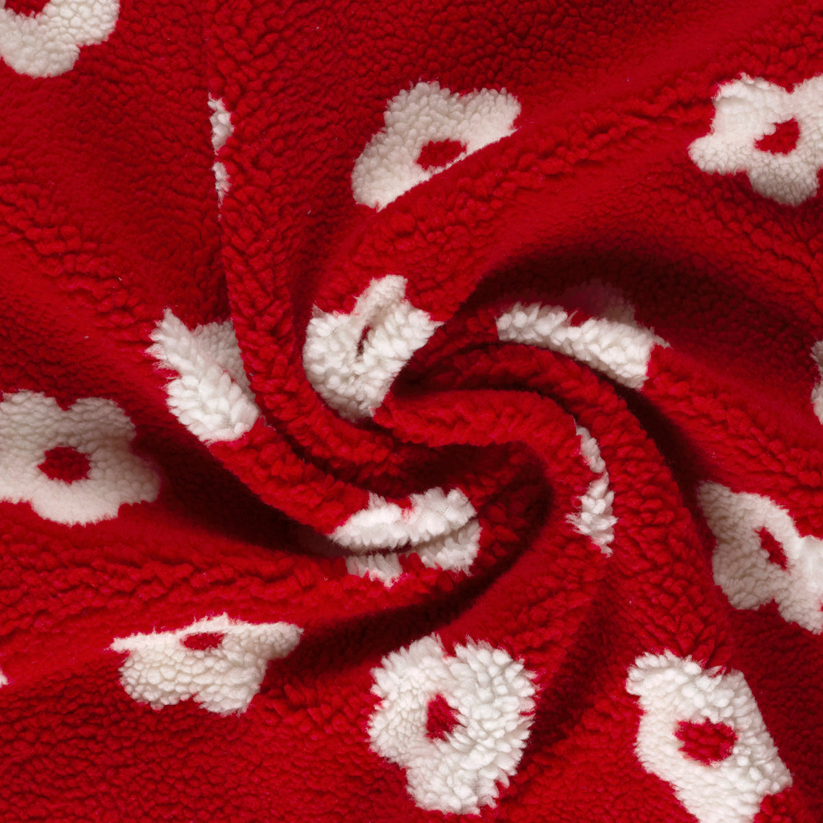 Sherpa-Fleece Blumen – Rot