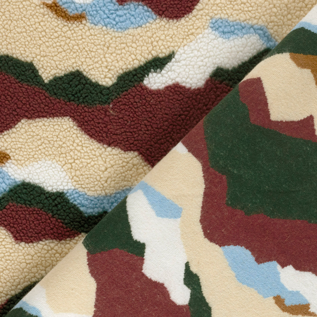 Sherpa-Fleece Abstrakt – Bordeauxrot