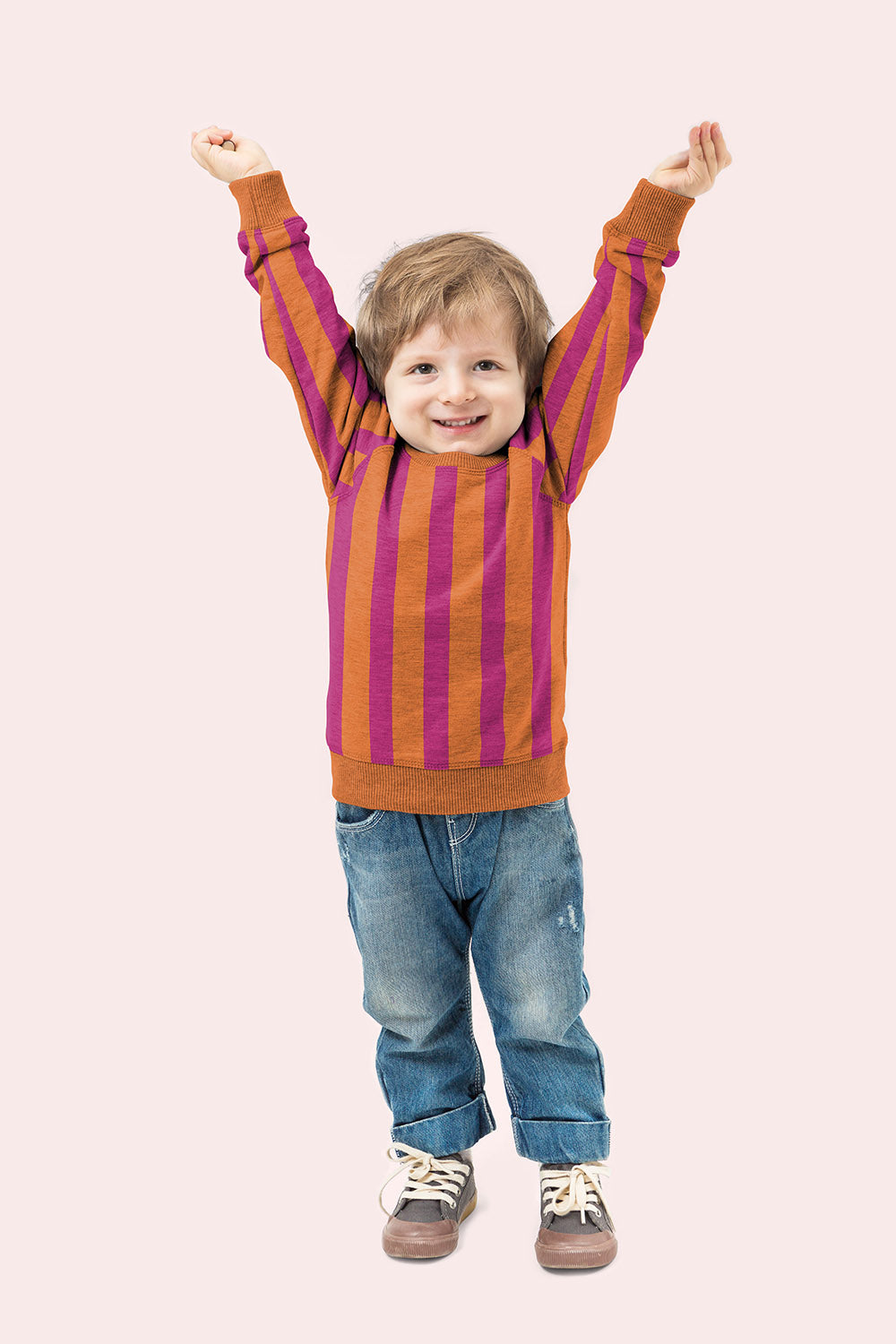 French Terry Streifen – Orange