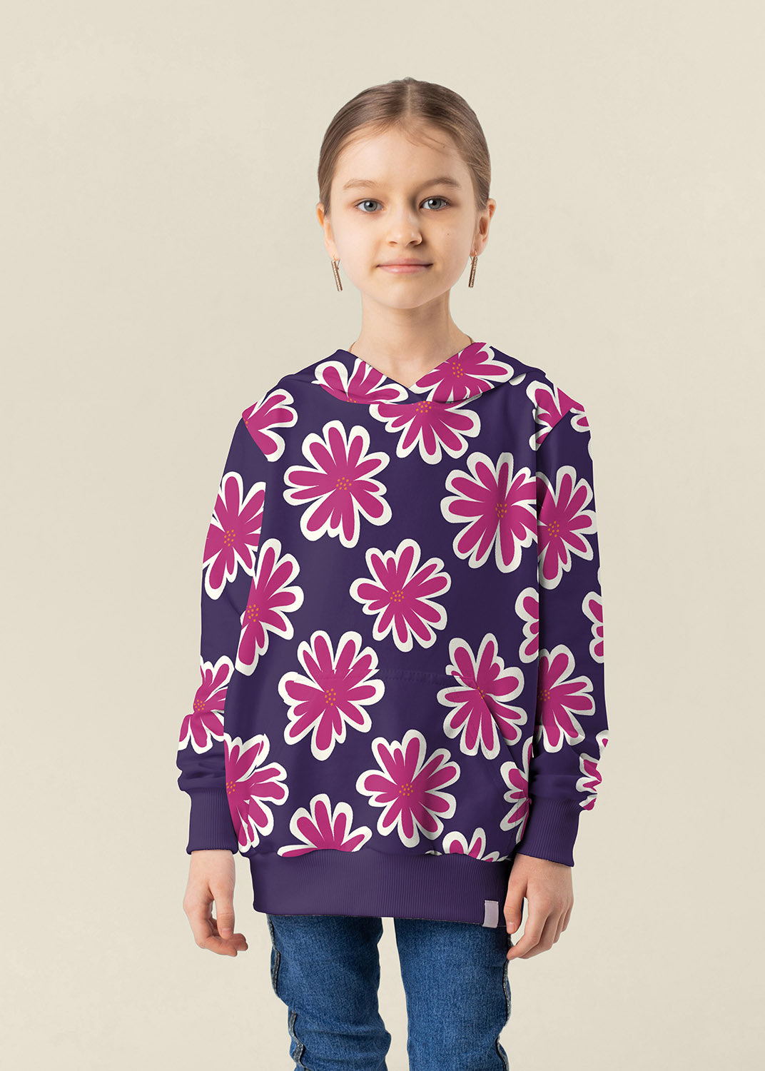 French Terry Blumen – Violett