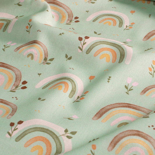Baumwollpopeline Regenbogen – Mint