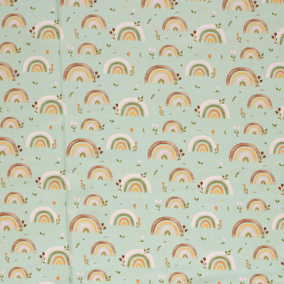 Baumwollpopeline Regenbogen – Mint