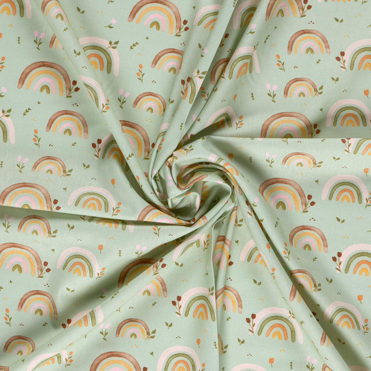 Baumwollpopeline Regenbogen – Mint