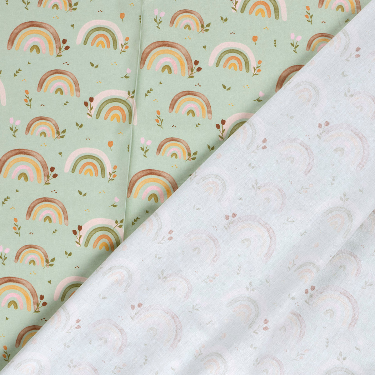 Baumwollpopeline Regenbogen – Mint