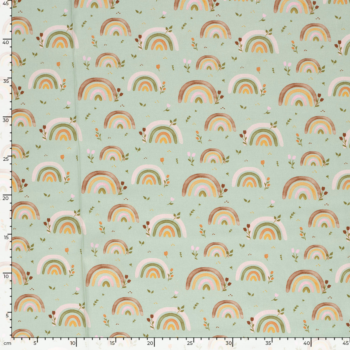 Baumwollpopeline Regenbogen – Mint