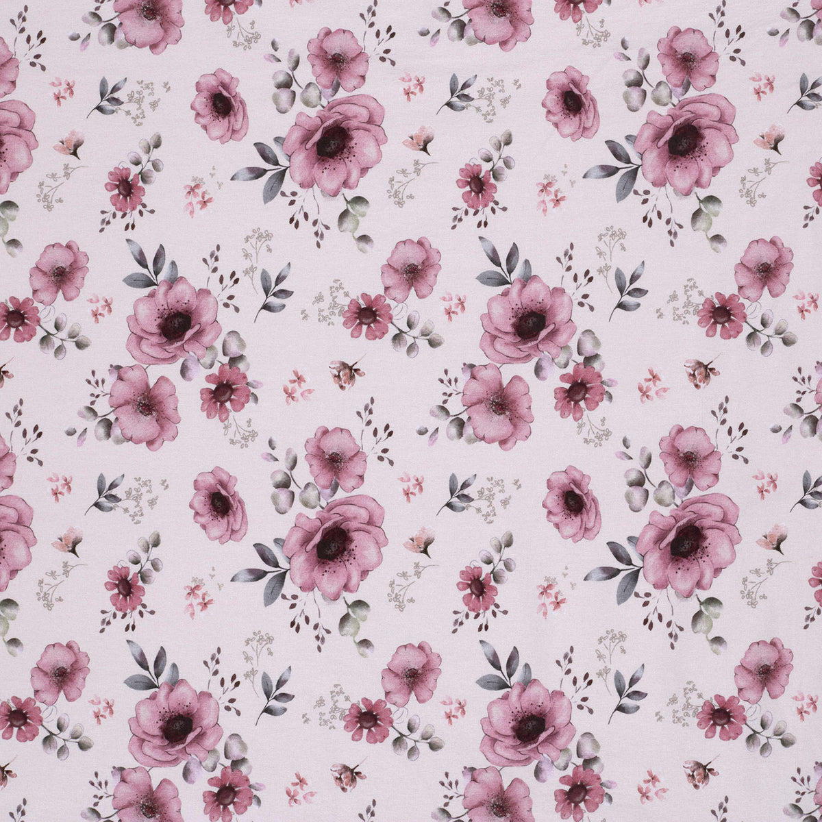 Jersey Blumen – Weiß