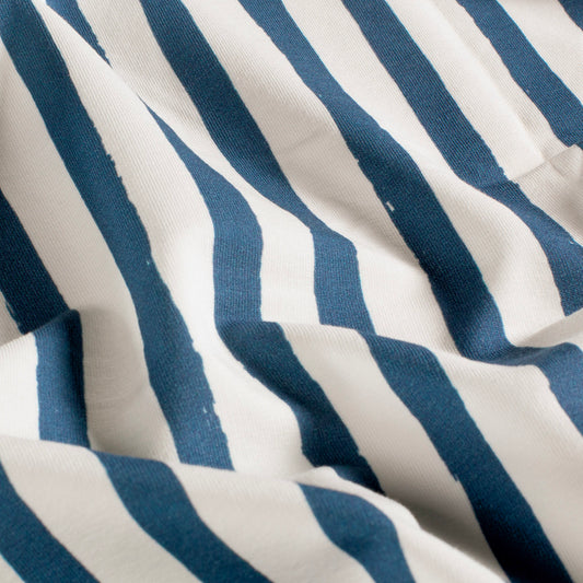 French Terry GOTS Streifen – Stahlblau