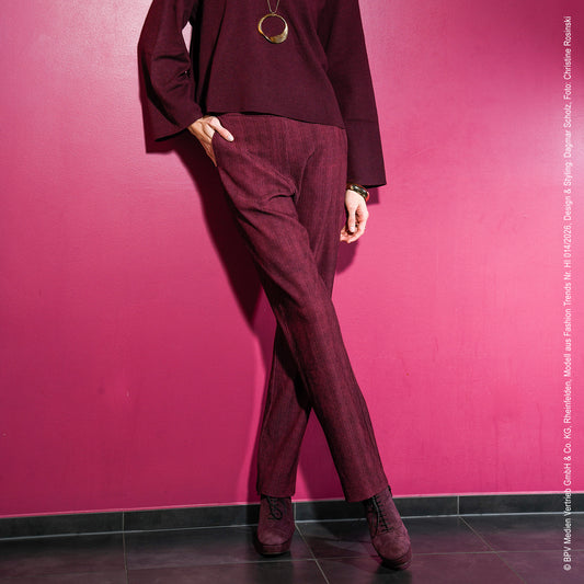 Romanitjersey Cotelé grafisch – Weinrot rot – Fashion Trends Inspiration