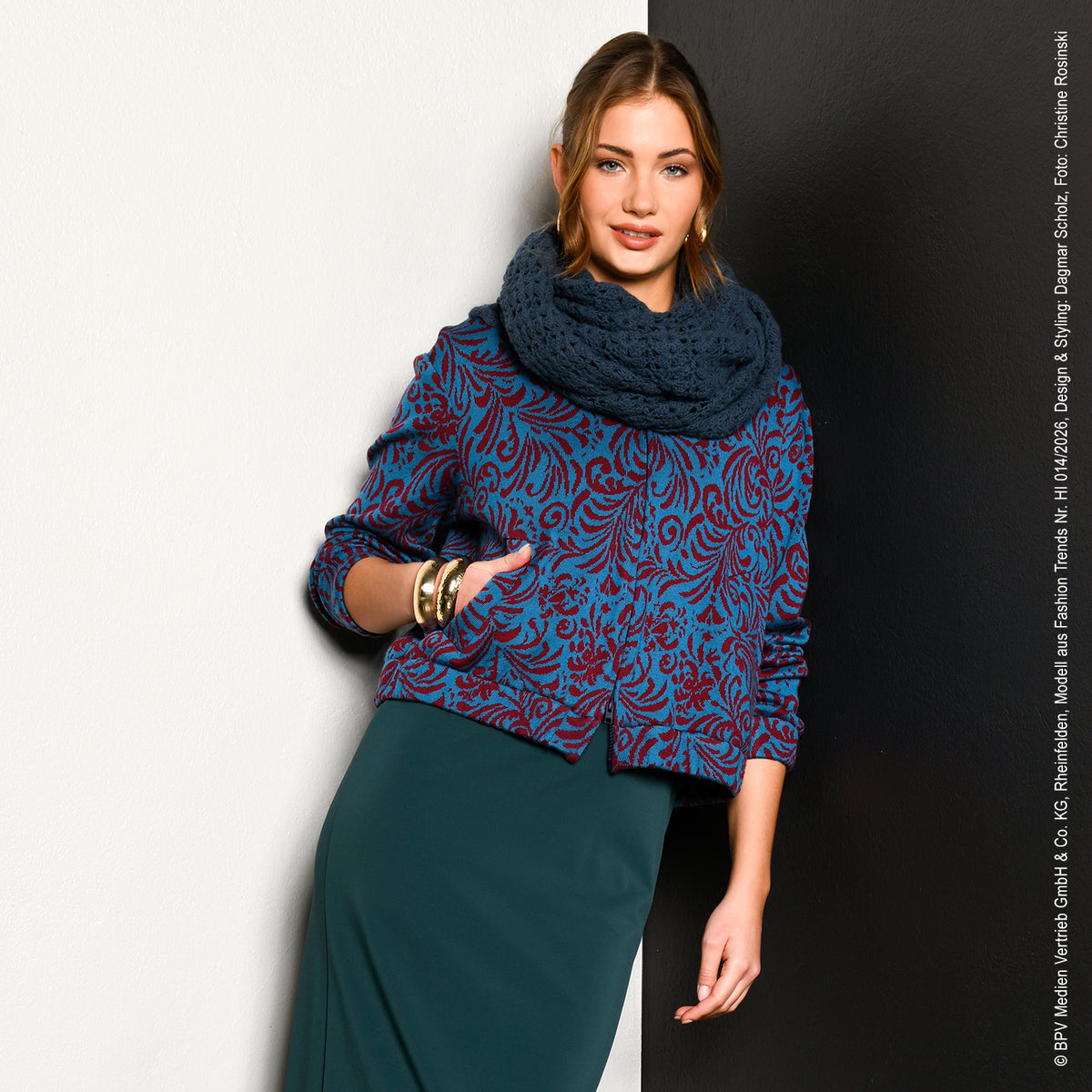 Merino-Strickstoff Doubleface – Bordeaux petrol – Fashion Trends Inspiration