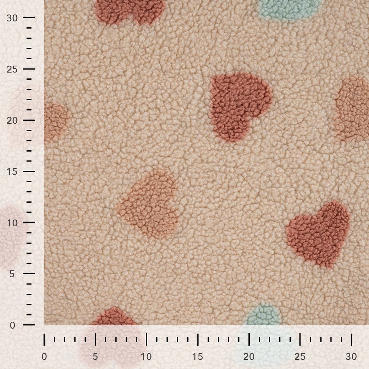 Teddyplüsch Jacquard Herzen – Sand