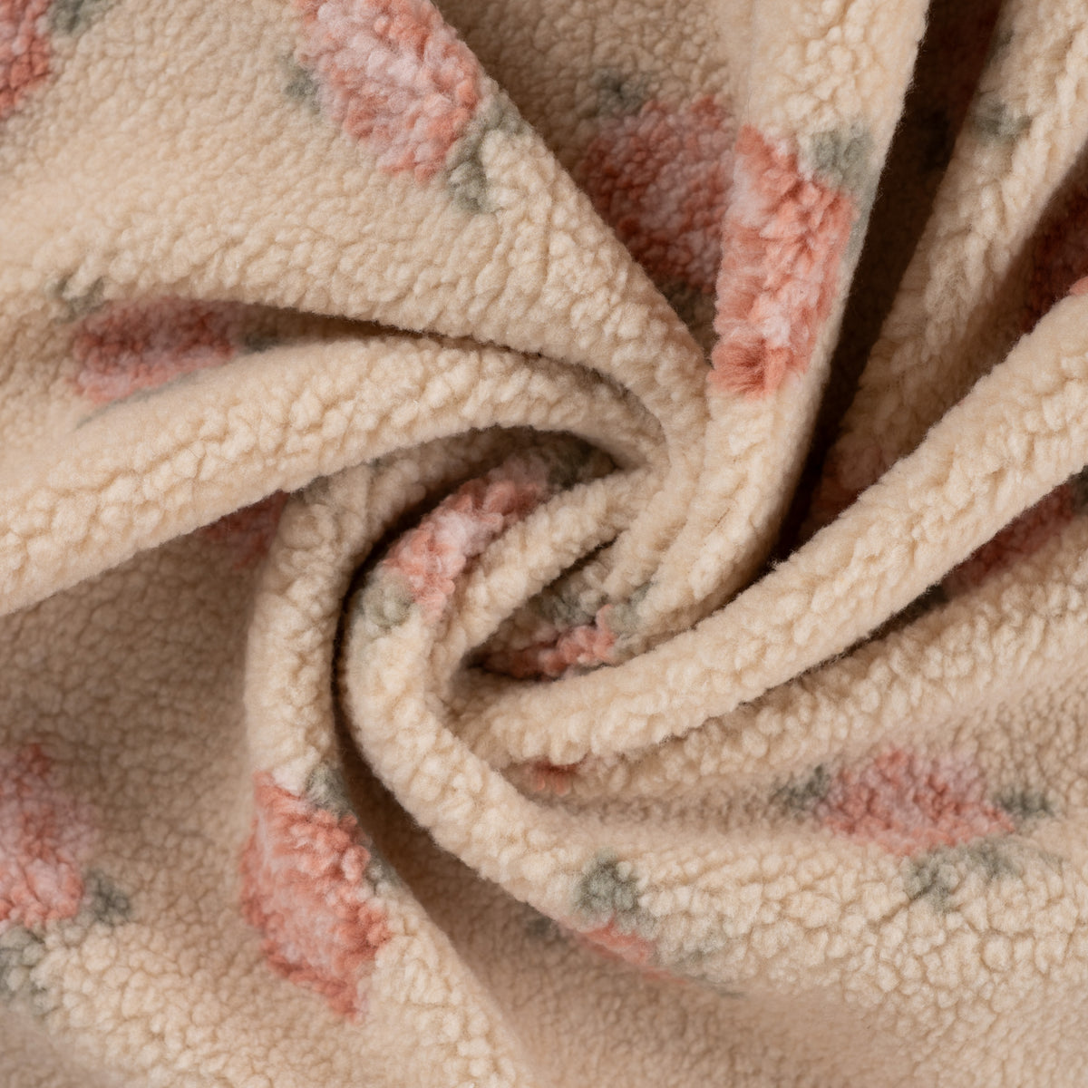 Teddyplüsch Jacquard Rosen – Sand