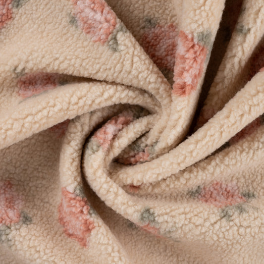 Teddyplüsch Jacquard Rosen – Sand