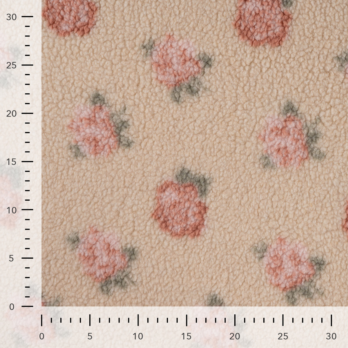Teddyplüsch Jacquard Rosen – Sand