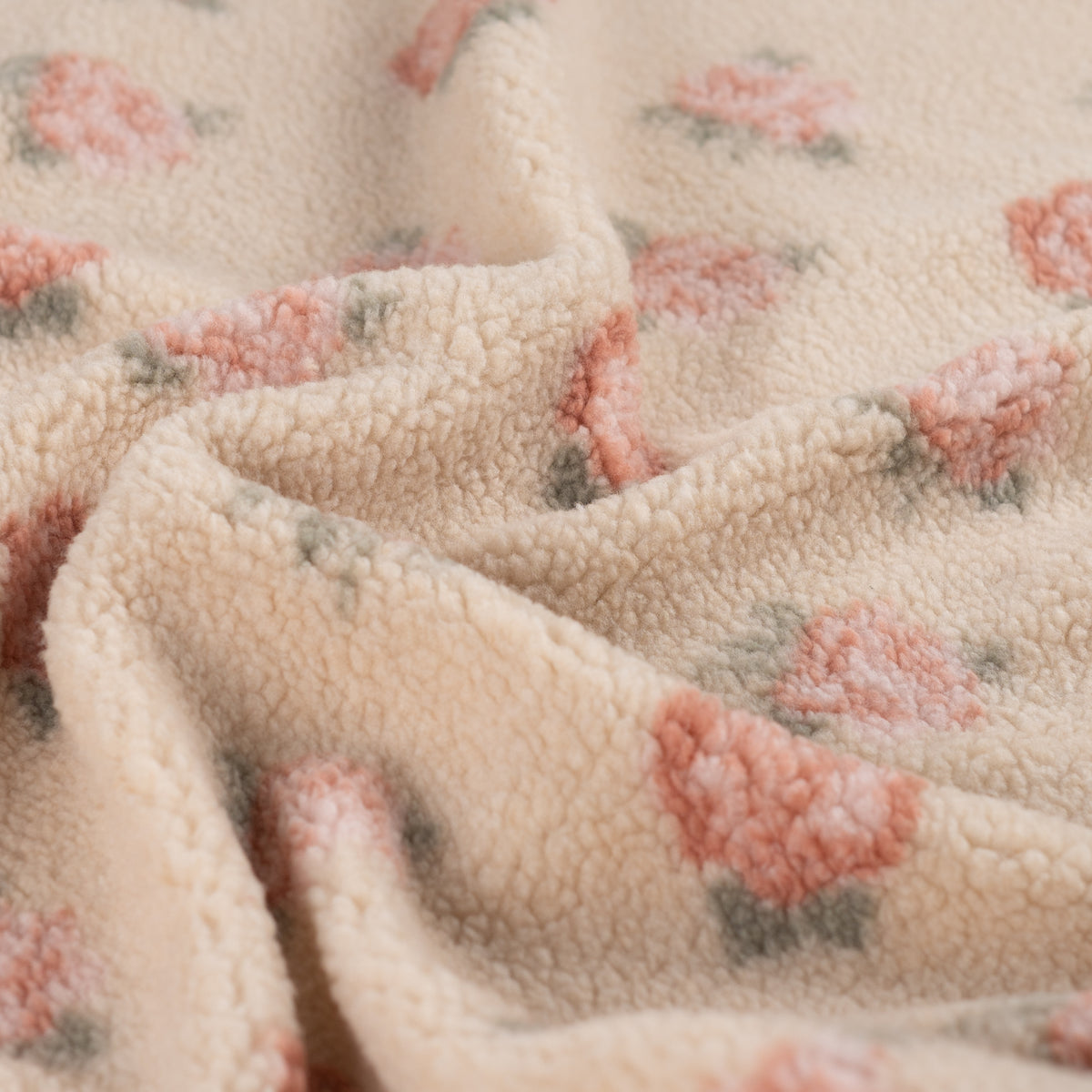Teddyplüsch Jacquard Rosen – Sand