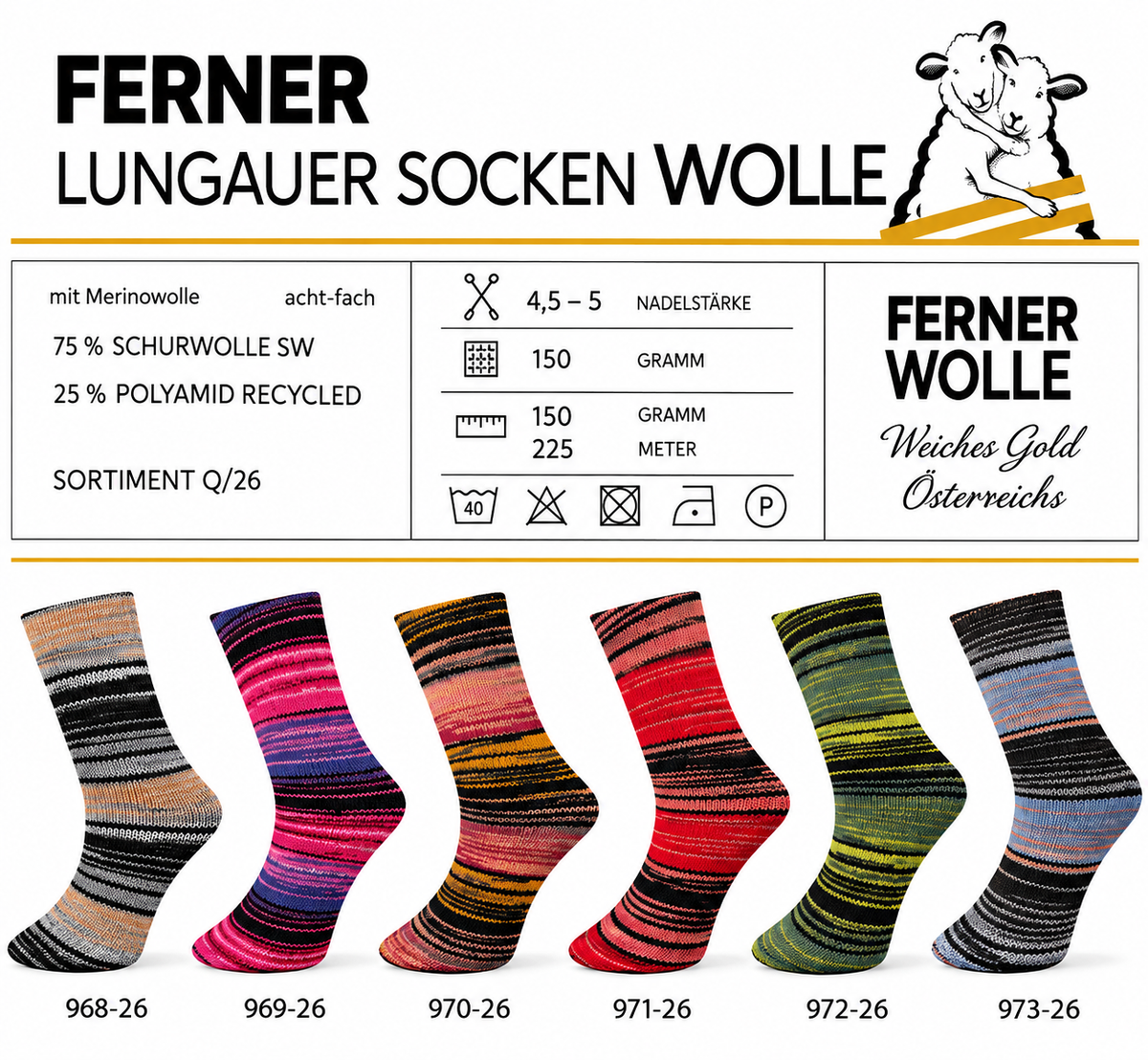 Lungauer Sockenwolle 8-fach – Ferner Wolle