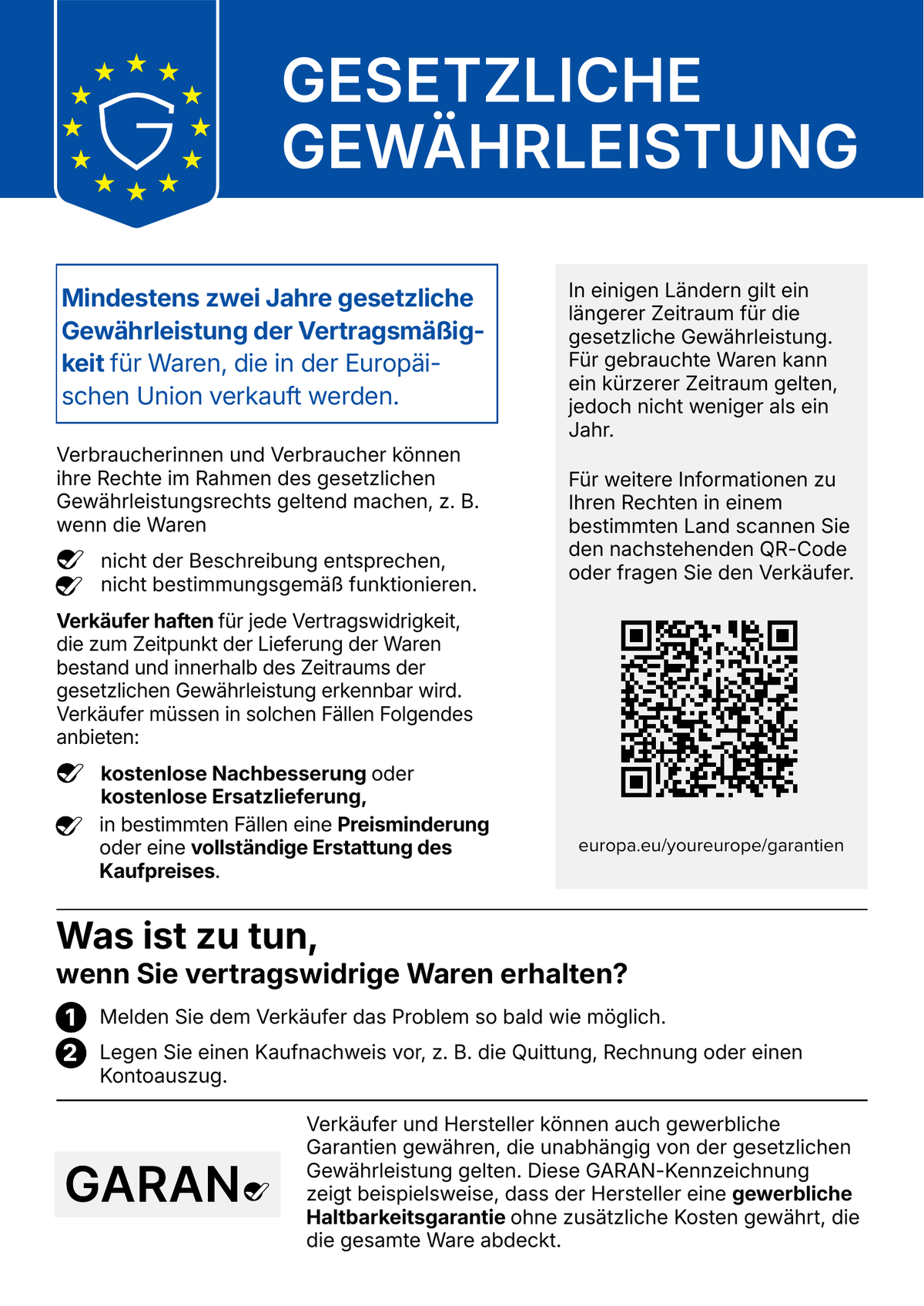 Offizieller EU-Hinweis zur gesetzlichen Gewährleistung