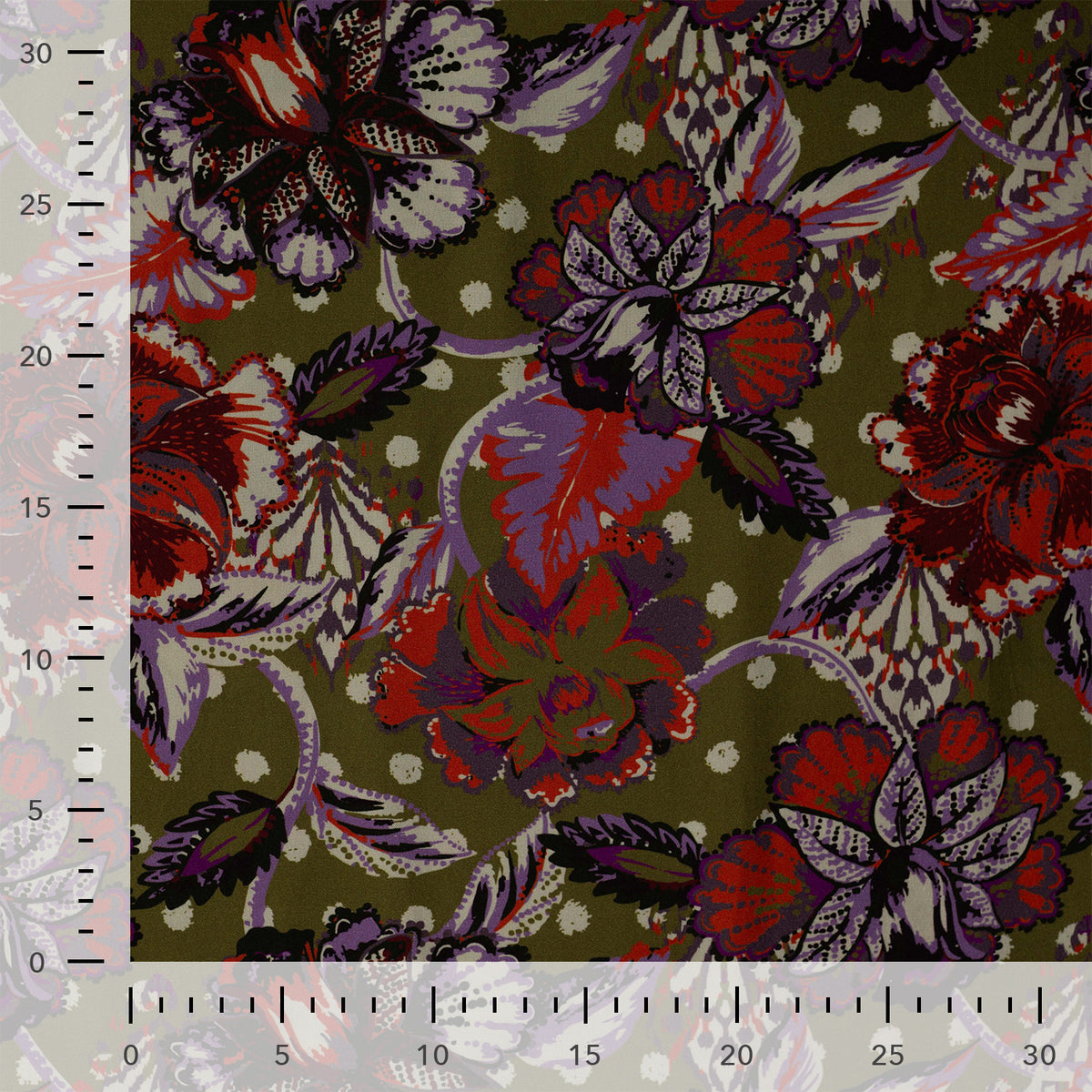 ECOVERO™ Viskose-Twill Paisley-Blumen – Khaki