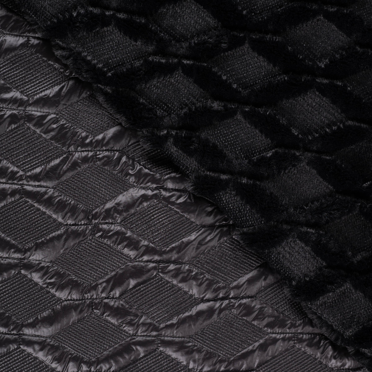 Steppstoff mit Fell Mabel – Schwarz