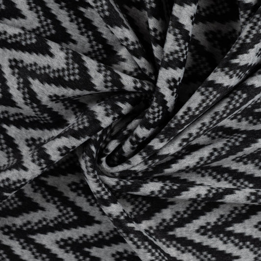 Angerauter Jacquard-Strickstoff Chevron – Schwarz