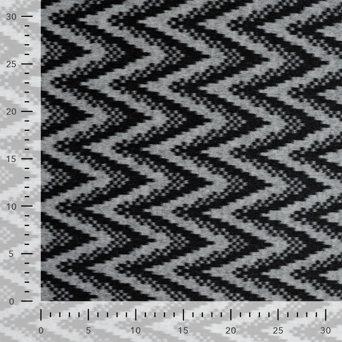 Angerauter Jacquard-Strickstoff Chevron – Schwarz