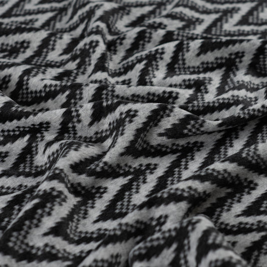 Angerauter Jacquard-Strickstoff Chevron – Schwarz